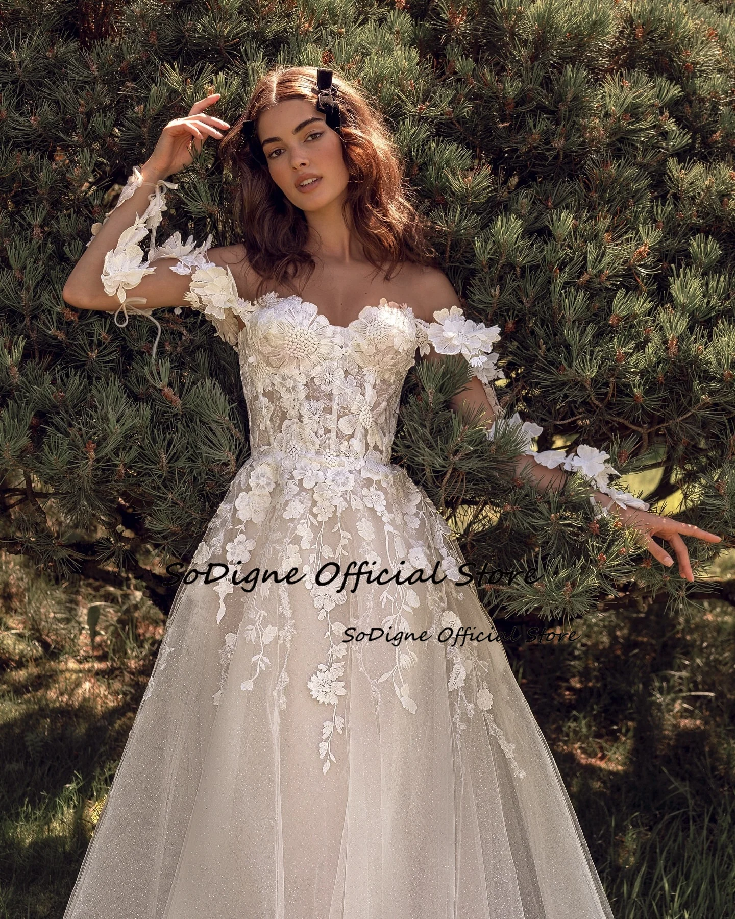SoDigne A-line Appliques Wedding Dresses Sweetheart Princess Tulle Bridal Dress Long Wedding Gown Robe De Mairee ﻿Customized 3