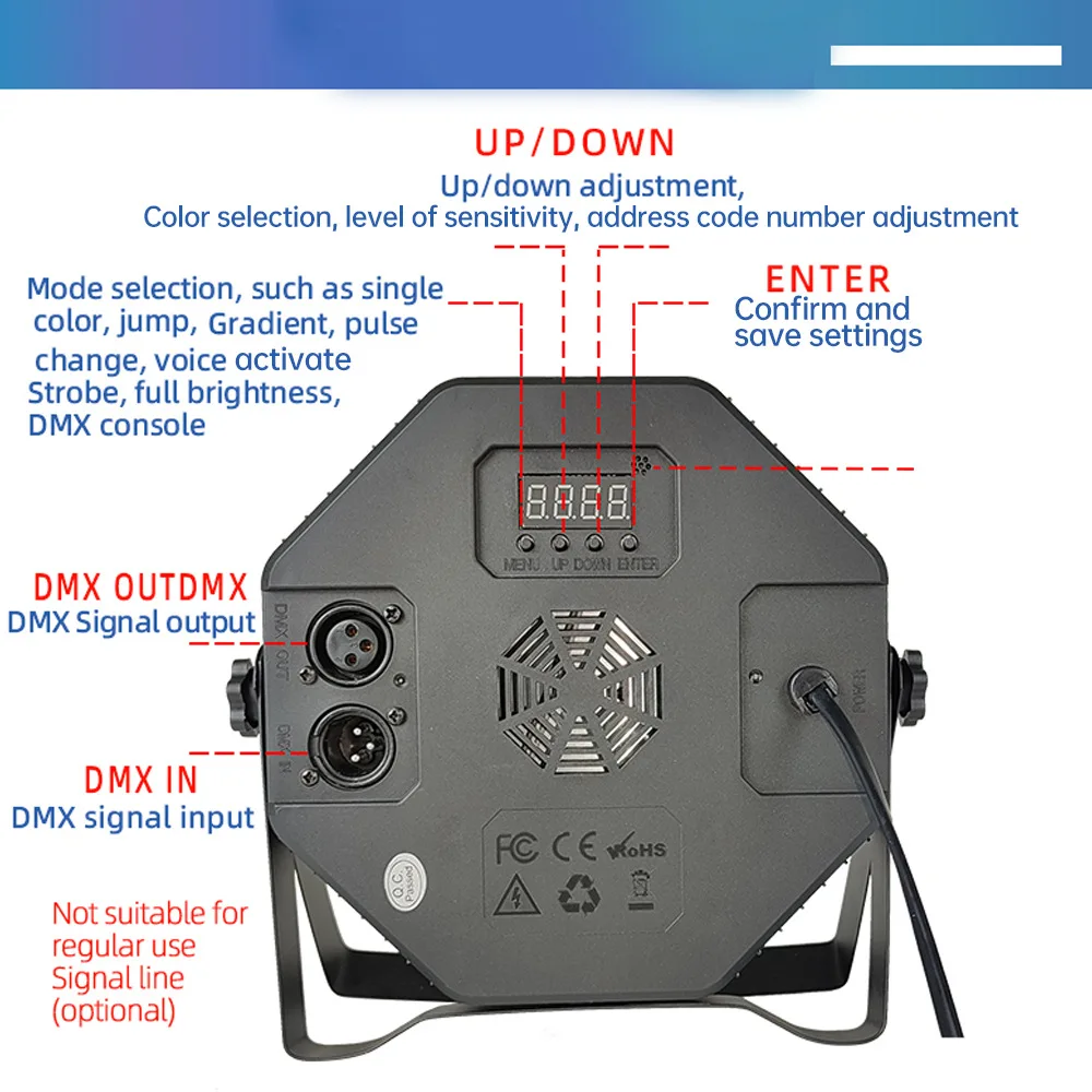 생일 파티 조명용 LED 무대 램프, RGB 전문 무대 조명, 리모컨 8 가지 조명 모드, DMX512, 18 Led