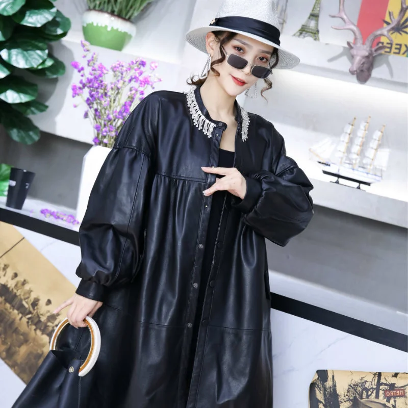 

Женская куртка из натуральной овечьей кожи, куртка большого размера на весну и осень, простая Женская одежда, новинка 2023