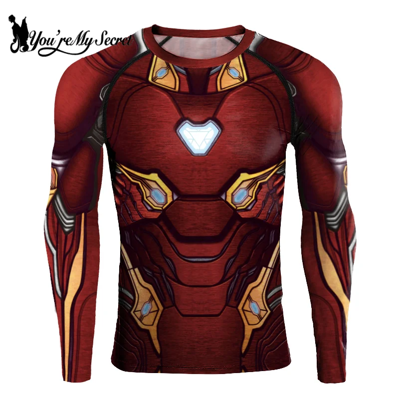 [Du bist mein Geheimnis] Anime-Superhelden-Cosplay-Kostüm, lange Ärmel, Rüstungsdruck, Kompressionsshirt, Workout, Fitness, Sommerkleidung