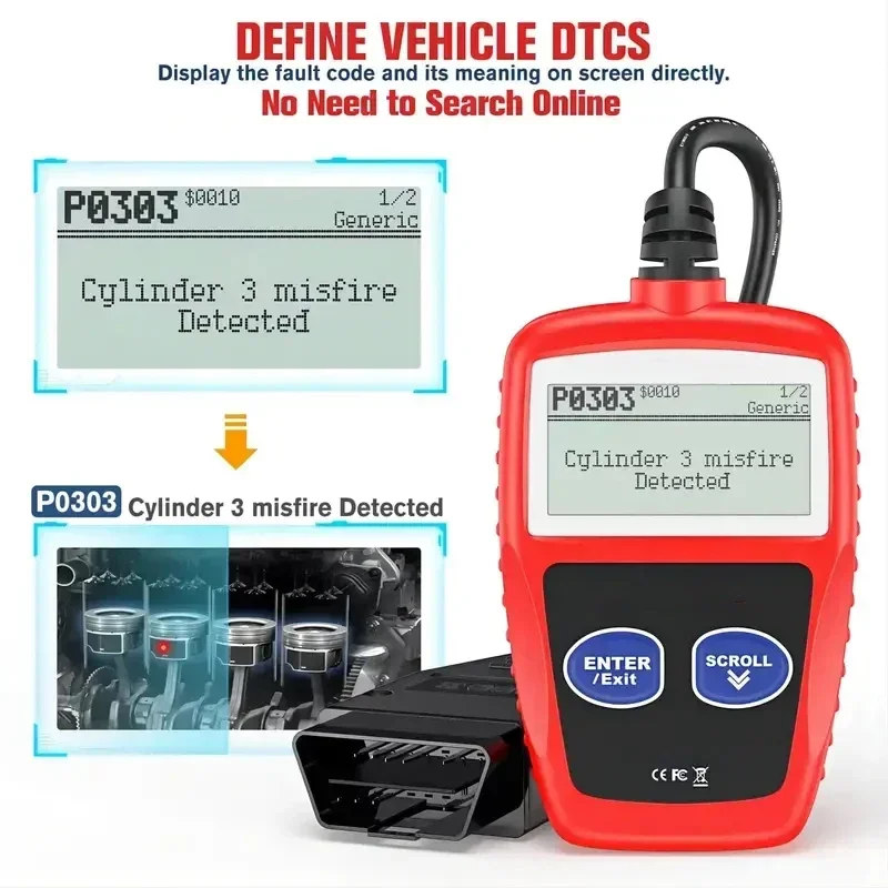 HOT&Multilingual Car Fault Diagnosis Instrument Clear Fault Codes Engine Diagnostic Scanning Universal Version Auto OBD OBD2 4