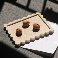 Wabi-Sabi Style Retro Natural Yellow Travertine Fruit Plate Tray Ornament Jewelry Plate Home Decor 2