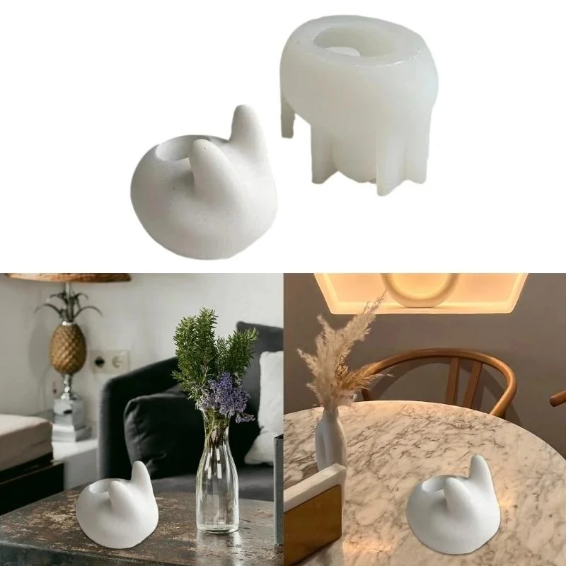 Concrete Toothbrush Holder Inserted Silicone Mold Cute Animal Rabbit Design Bathroom Supplies Office Pen Insert Mold