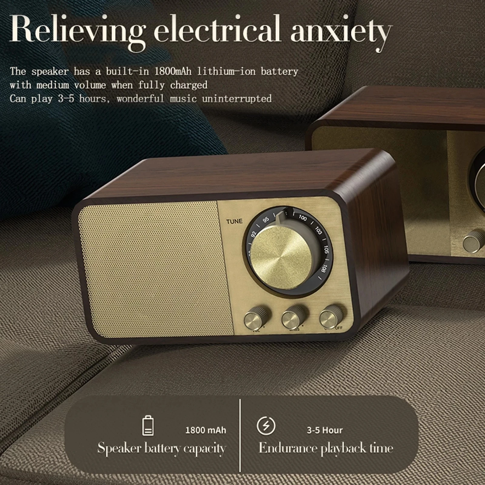 

Wooden Bluetooth-Compatible 5.0 Speaker Retro Classic Soundbox Stereo Surround Super Bass Subwoofer AUX FM Radio For Computer PC