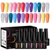 MEET ACROSS 12Pcs/Set Gel Nail Polish Set Colorful Glitter Nail Art Long-Lasting Soak Off UV Gel Kit for Manicure Nails Vernis 1