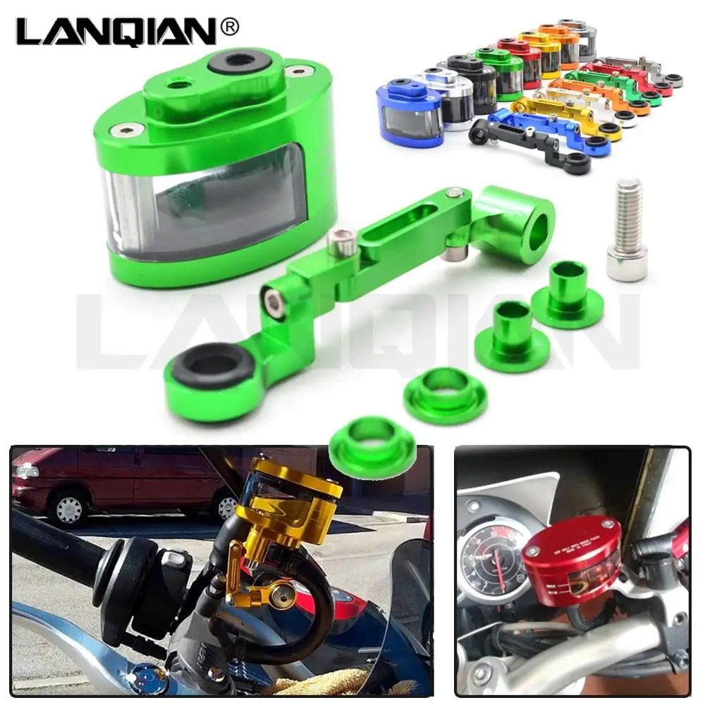 Motorcycle Front Brake Fluid Reservoir Clutch Tank Oil Fluid Cup For Kawasaki EN6R Ninja 300 250 ZX6R ZX10 Z250 Z300 Z750 / ABS brake reservoir extender