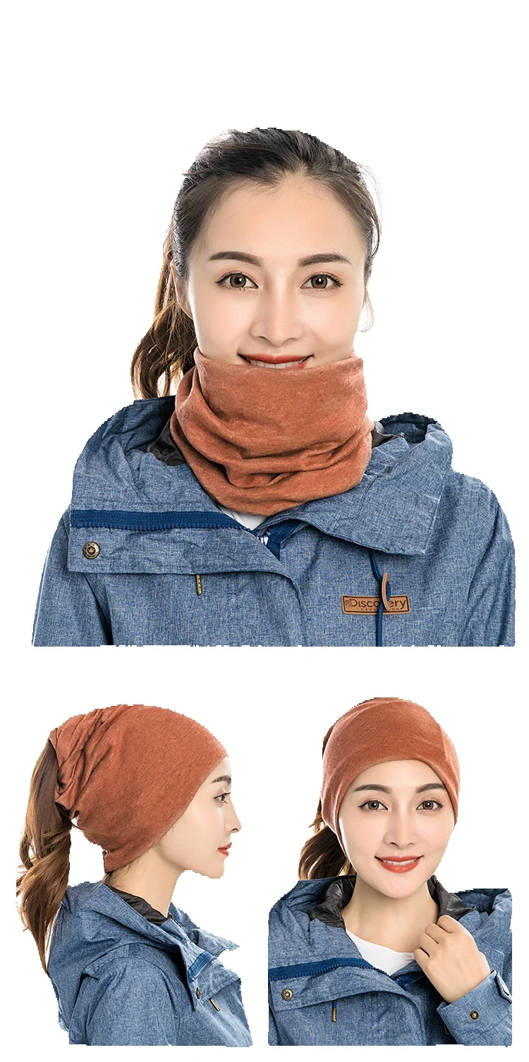 Chapéu de cachecol grosso e quente à prova de frio para outono e inverno, cor sólida e veludo, multifuncional, para ciclismo, cobertura de pescoço_voghion.com