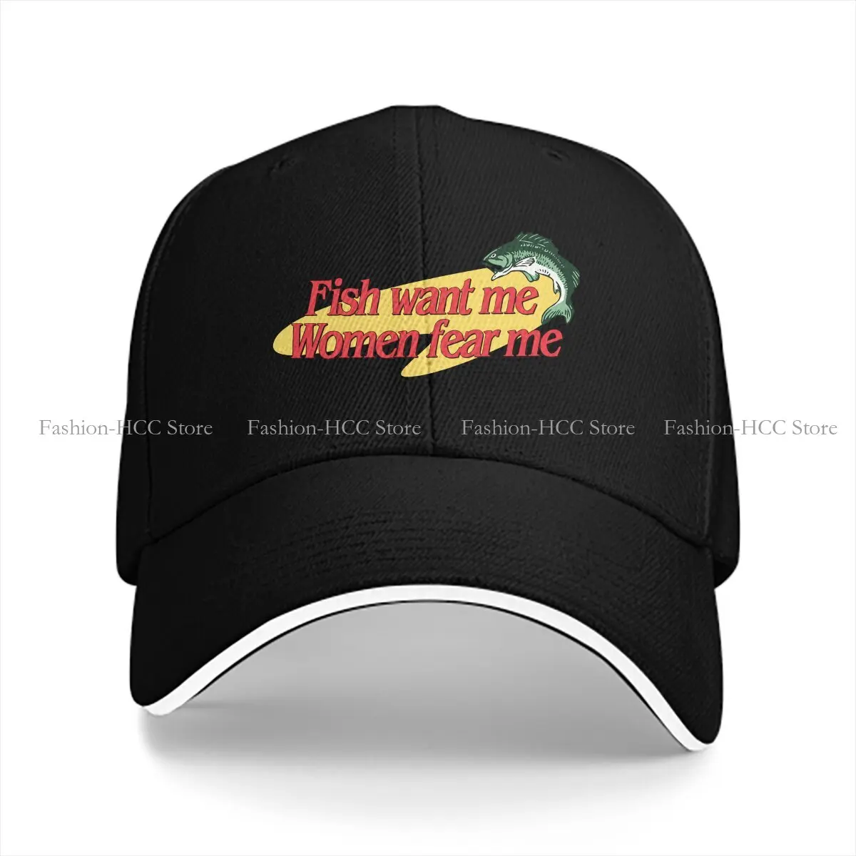 

Fish Go Fishing Fisherman Multicolor Hat Peaked Cap Fish Want Me Women Fear Me Classic Personalized Visor Protection Hats