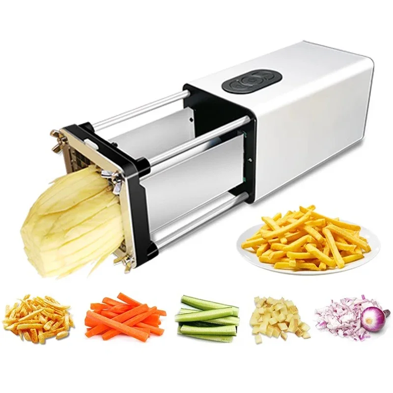 

Electric Potato Cutter Automatic Potato Slicer French Fries Cutter Stainless Steel Fruit Vegetable Slicer 1/2 or 3/8 inch Blade