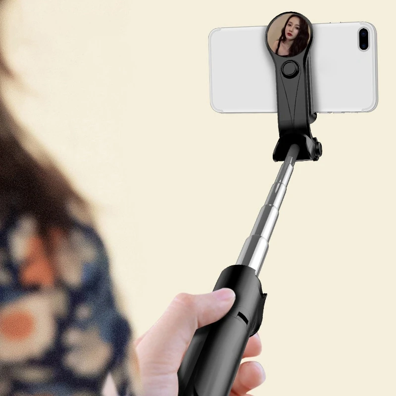 Mobile Phone Selfie Stick Tripod Selfie Stick With Makeup Mirror Wireless Remote Tripod Retractable