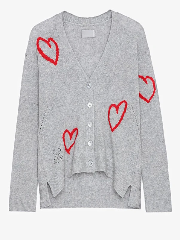 New Cashmere Heart Pattern Embroidery Sweater Woman Long Sleeve Knitted Cardigans Sweaters Jumper Autumn Winter Vintage 2023