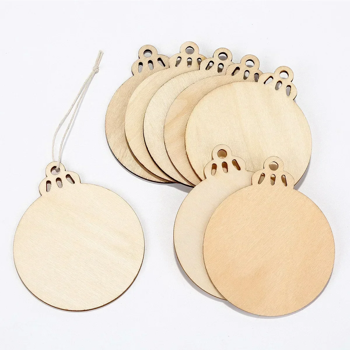 10-50pcs DIY Wooden Christmas Balls Decoration Round Craft Baubles Tags Hanging Ornament for Christmas New Year Pendant Decor