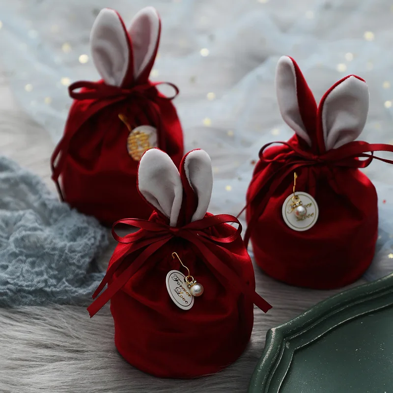 

2023 Velvet Rabbit Candy Gift Bag Wedding Birthday Party Supplies Chocolate Box Package Party Wedding Favors for Guests