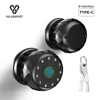 Viladepot Smart Lock Fingerprint Door Lock TYPE-C Interface App Control Passcode Unlock Electronic Touchscreen Keypad Indoor 1