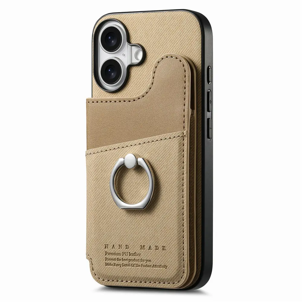 Wallet Double Button Magnet Leather RFID Card Case and Back Cover
