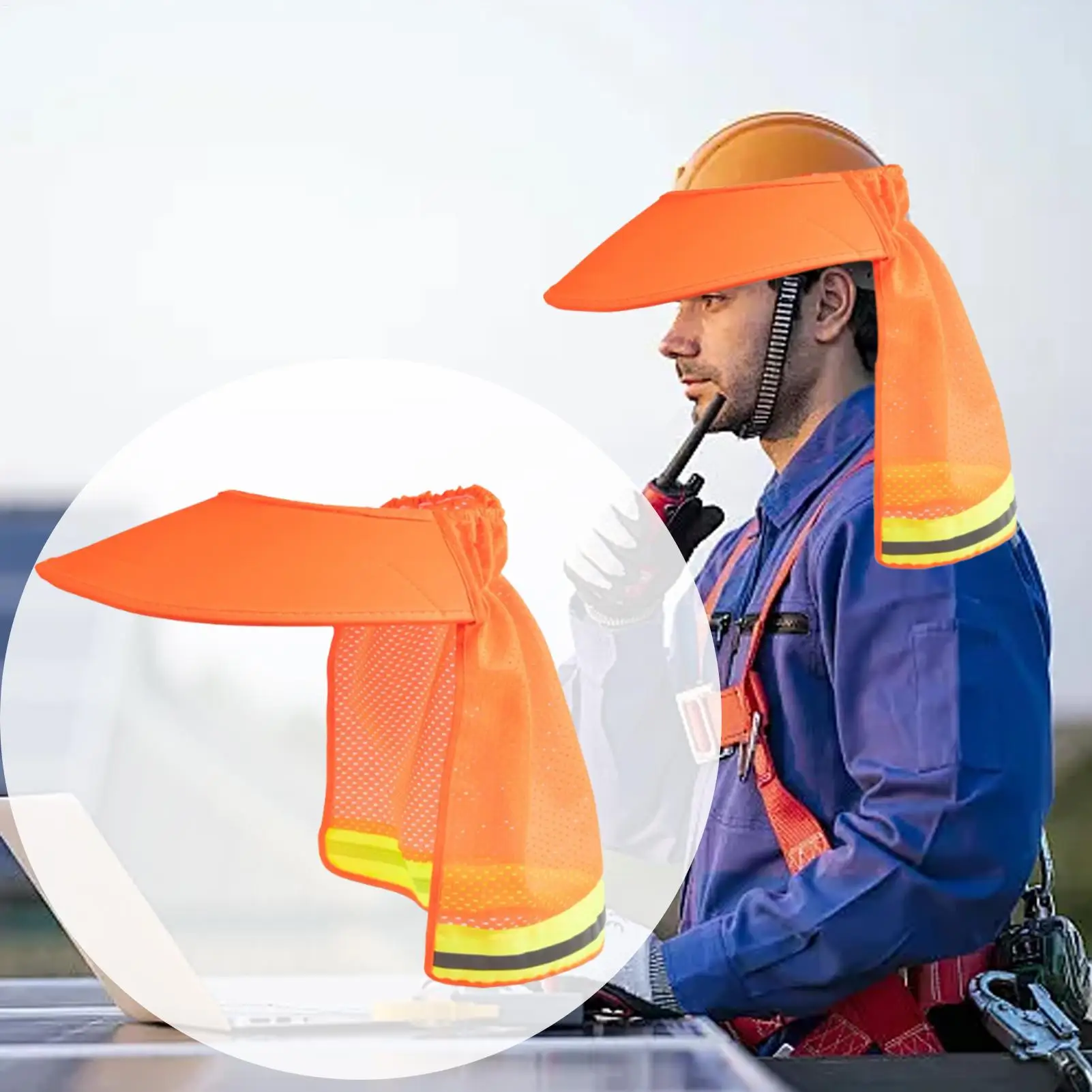 Hard Hat Sun Shade Full Brim Mesh Sun Shield with Reflective Strip Visor Neck Shade Full Brim Hard Hats Accessories Neck Protect