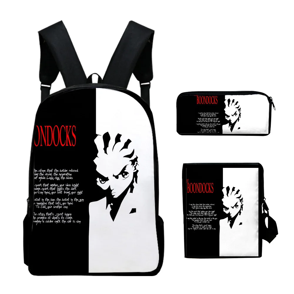 Hip Hop Youthful The Boondocks 3D Print 3pcs/Set Student Travel bags Laptop Daypack Backpack Shoulder Bag Pencil Case