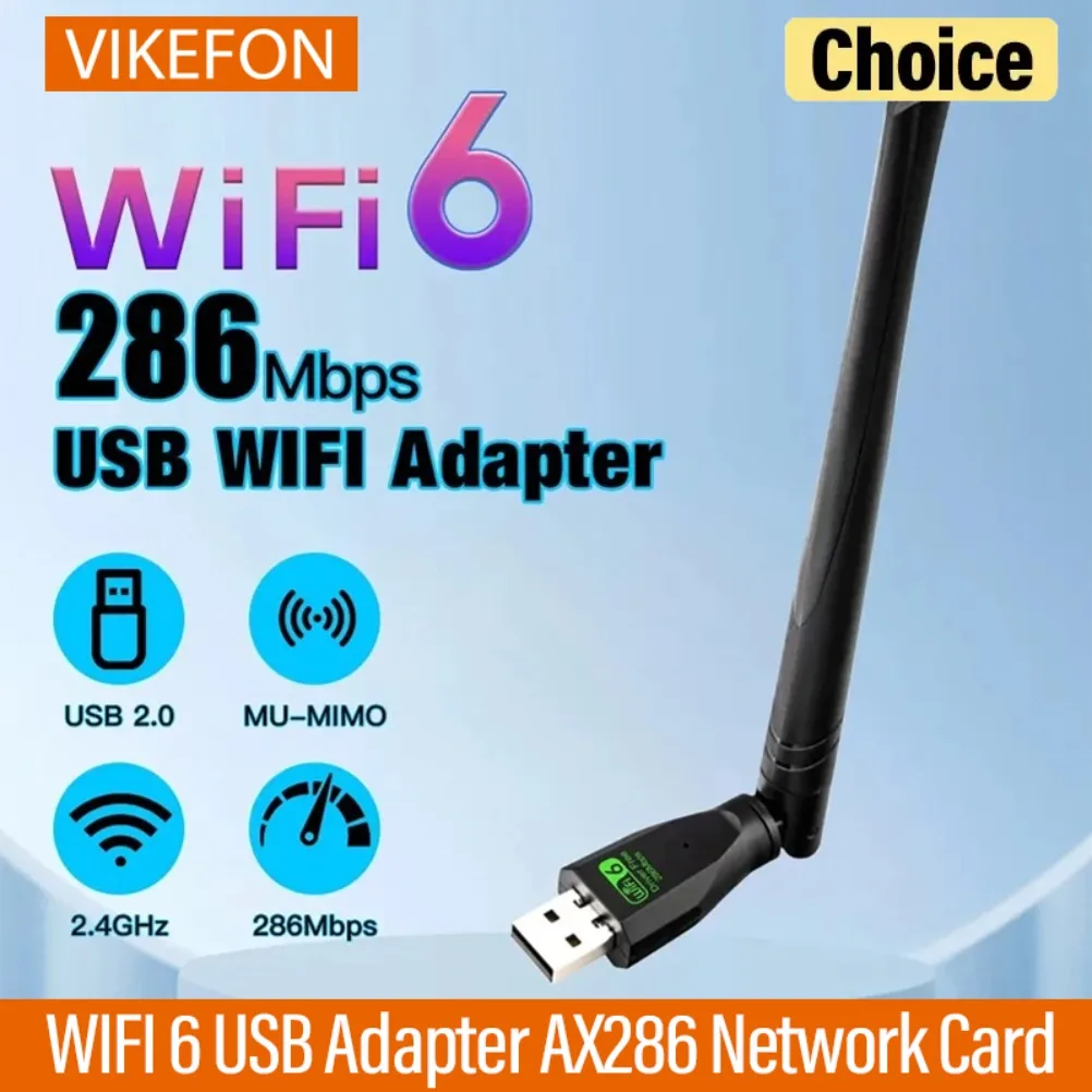 AX286 כרטיס רשת Dongle WIFI 6 מתאם USB 2.4GHz 802.11AX אנטנה קבלת אות למחשב נייד Windows 10 11 נהג חינם