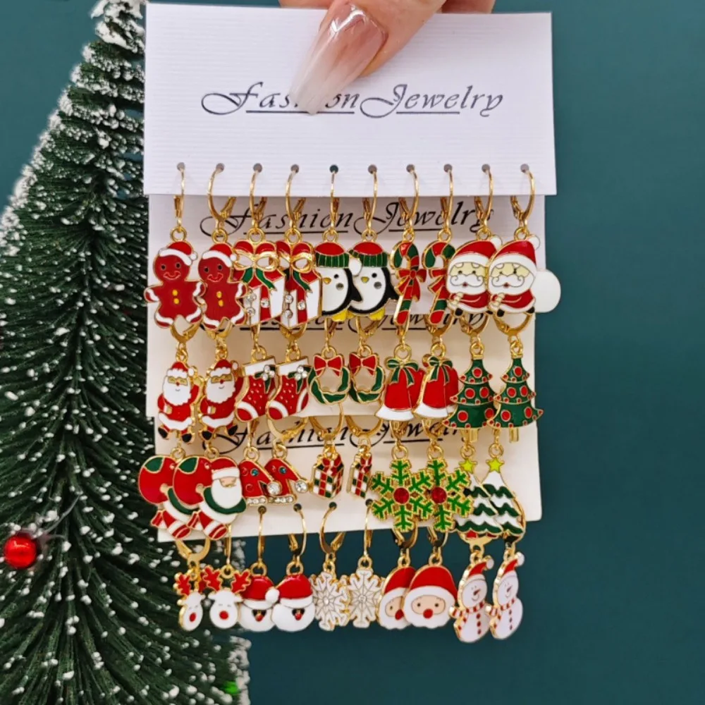 40PCS Weihnachten Serie Hängende Ohrringe Nette Exquisite Lebkuchenmann Pinguin Hirsch Ohrringe Set Weihnachten Party Ohrringe Geschenke