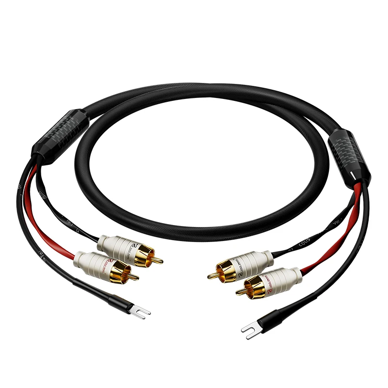 Premium Audio 2RCA Cable with Ground Wire - Gold Plated Connectors