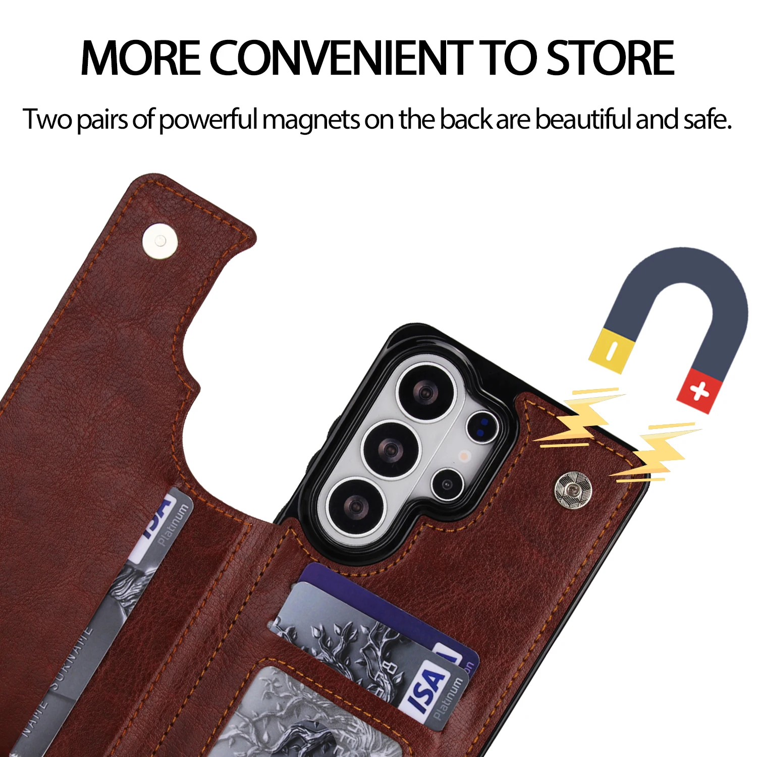 Leather Flip Wallet Case with Card Holder - Deluxe Phone Protective Cover