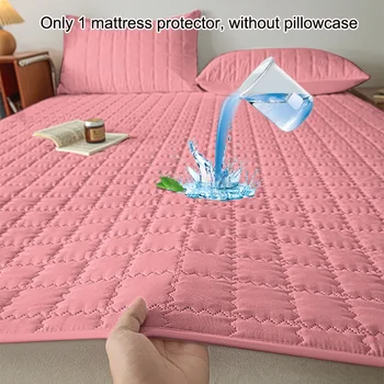 1 housse de protection pour matelas laminé imperméable carré moderne simple, housse de lit rose pâle pour chambre à coucher, literie (sans taie d'oreiller) 1