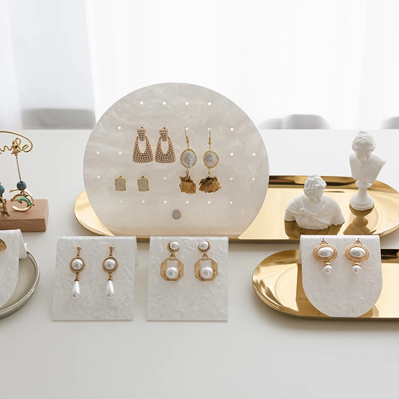 Acrylic White Cloud Pattern Earrings Display Cards Jewellery Stand Holder Jewelry Packaging Cards Bracket Earring Display Board