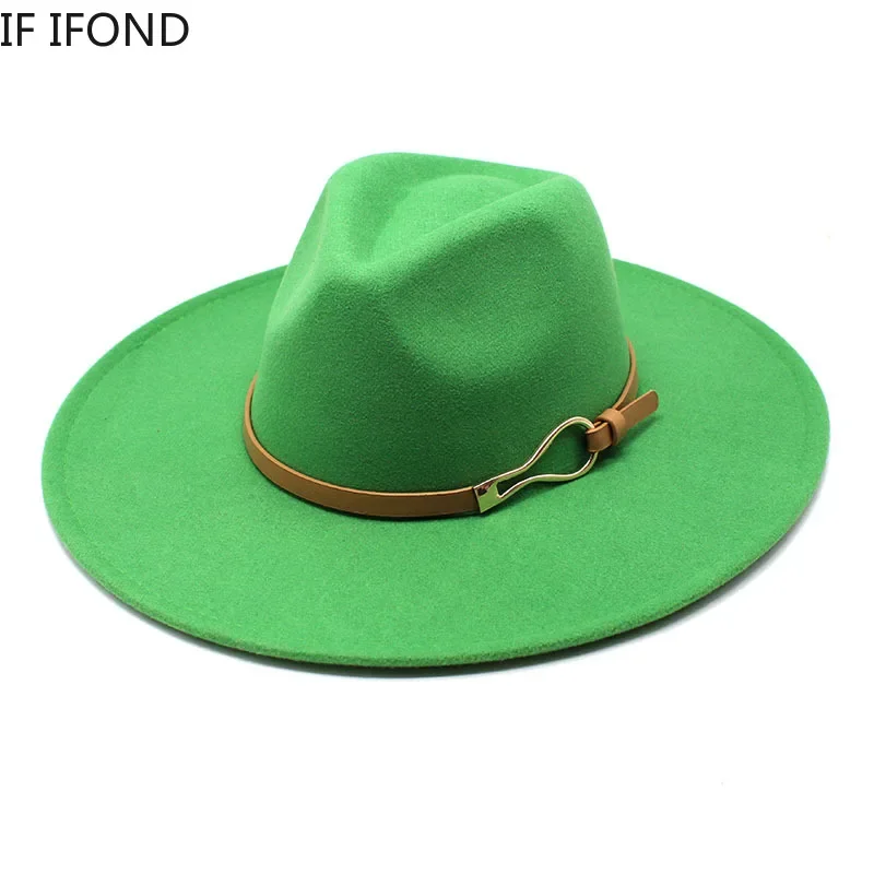 Fedora Hat Women Big Wide Brim 9.5cm Vintage Felted Jazz Hat Winter Formal Dress Cap