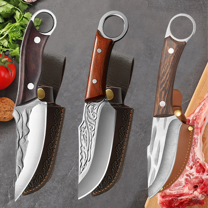 

Stainless Steel Meat Cleaver Butcher's Boning Knife Cutting Mutton Pork Beef Knife Home Kitchen Vegetables Slicing Knife BBQ