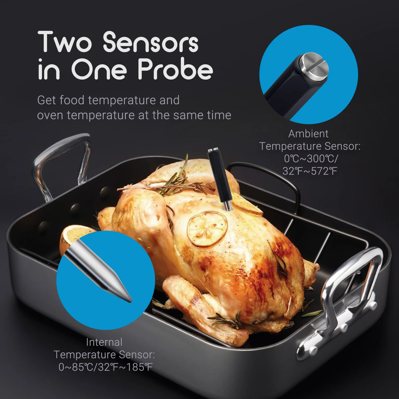 Termómetro de carne templise TNT-11-B, Control inalámbrico, Sensor de temperatura para cocinar, barbacoa, Compatible con Bluetooth, herramientas para parrilla