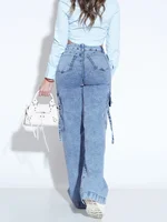 Women's Cargo Jeans with Multiple Pockets - Stylish and Practical Work Denim Pants for Everyday Comfort and Functionality - Image 3