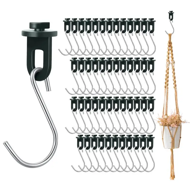 

50pcs Greenhouse Hooks Hanger Outdoor Stainless Steel S-Shaped Garden Hooks Heavy Duty Plants Fix Clip & Hooks For Hang Plants