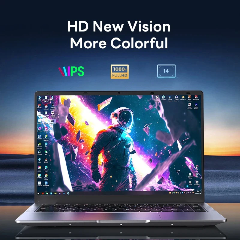 Laptop 14 Inch Intel Celeron N4000 6GB RAM 2TB SSD DDR4 Win 180° Fold Wifi6 3850 mAH PC 1366*768 Screen HDMI Slim Computer PC 2