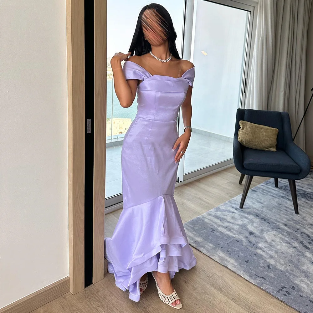 

Grace Off Shoulder Satin Prom Gown Backless Sexy Strapless Pleat Trumpet Dress Evening es Celebrity Banquet