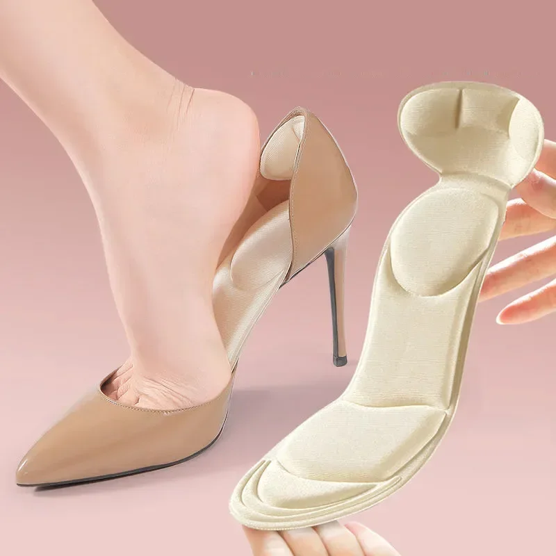 4PCS Women High-heel Shoes Insoles Memory Foam Insoles Anti-slip Cutable Insole Comfort Breathable Foot Care Massage Shoe Pads
