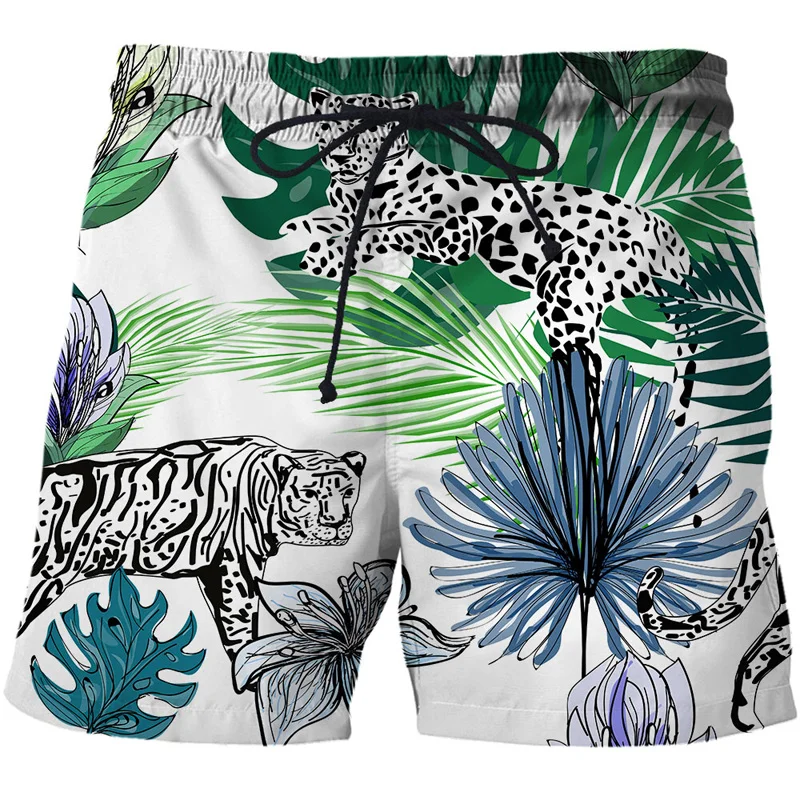 

Tiger Leopard Graphic Beach Shorts Pants Men 3D Printing Surfing Board Shorts Summer Hawaii Swimsuit Swim Trunks Cool Ice Shorts