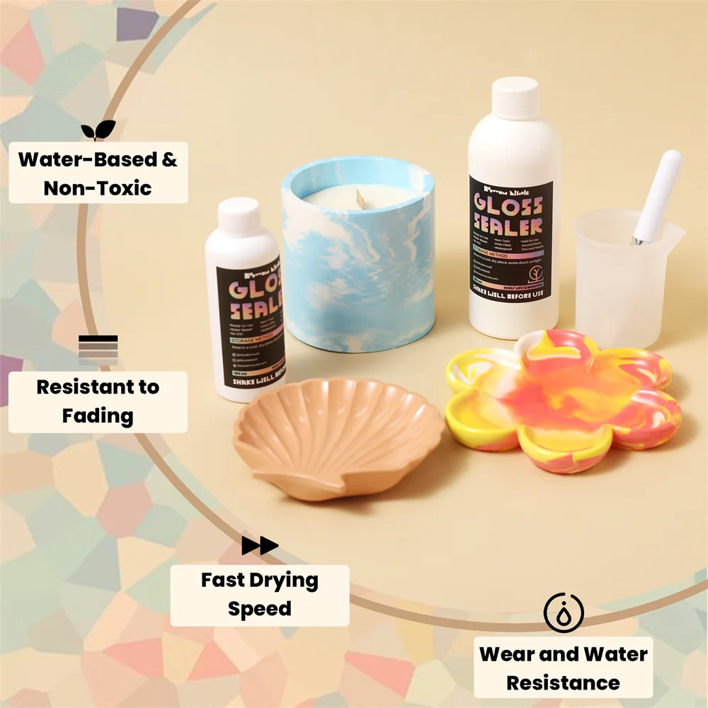 Non Toxic Glitter Acrylic Gloss Sealer Varnish for Jesmonite Concrete Gypsum