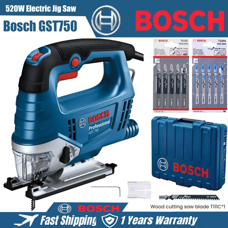 

Electric Saw Bosch GST 750 Jig Saw 45° Bevel Sawing 6 Gears Adjustable Speed Power Tool For Wood Metal Plastic Cutting Machine