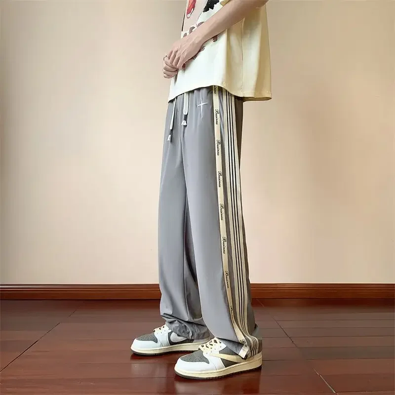 thumbnail image 1 of Pantalones casuales para hombre, tendencia, pantalones largos de poliéster rectos para hombre, estilo coreano, tallas grandes, ropa de calle elegante y moderna, moda 2024, 1 of 5