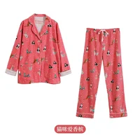 Women's Cotton Pyjama Suit Long Sleeve Single Breasted Ladies Sleepwear 2 Pcs with Pants Comfortable Pockets Pijamas Feminino - Image 5