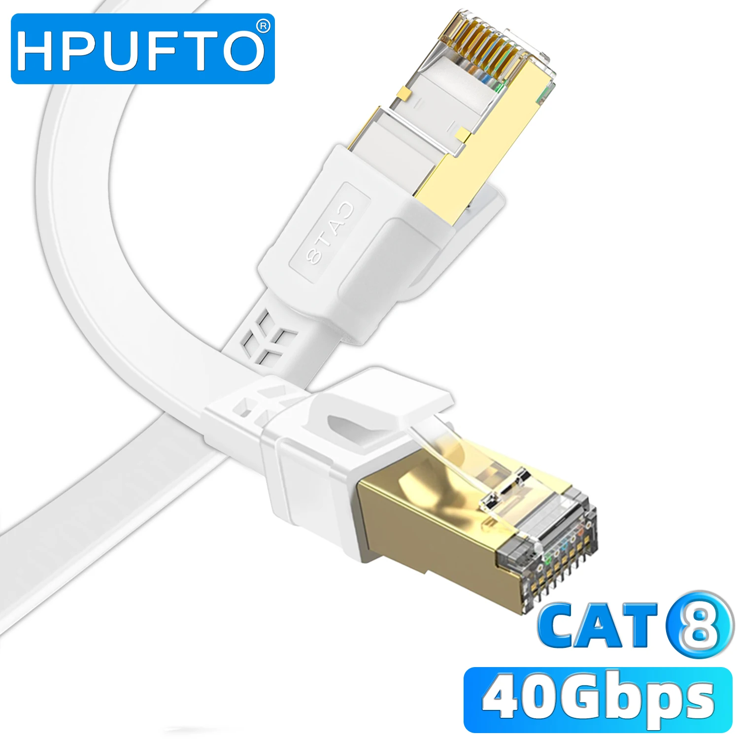 Câble Ethernet CAT 8 40Gbps 2000MHz CAT8 RJ45 Réseau Lan Cordon De Raccordement Plat 10m 15m 20m 30m 50 Pieds 100 Pieds Pour Routeur Modem PS 5/4