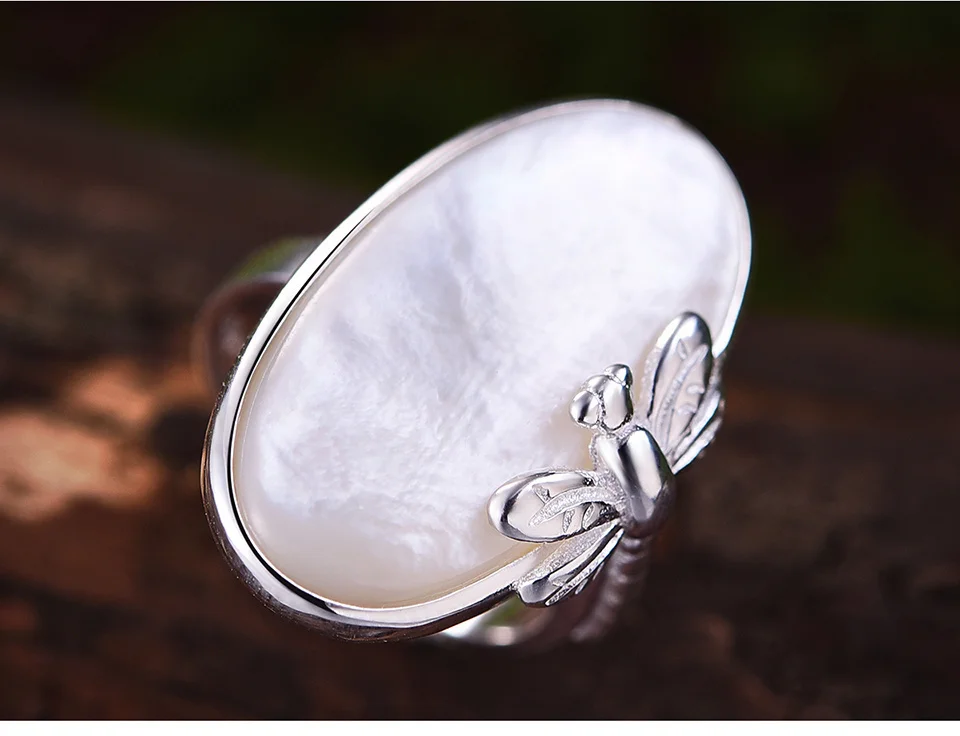 Silver Dragonfly  Sea Shell Ring