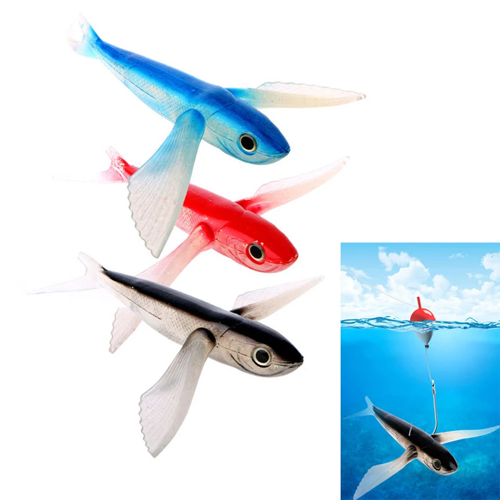 

Seawater PVC Fishing Bait Flying Fish Lure Boat Trolling Tuna Mackerel Soft Baits 21cm/130g