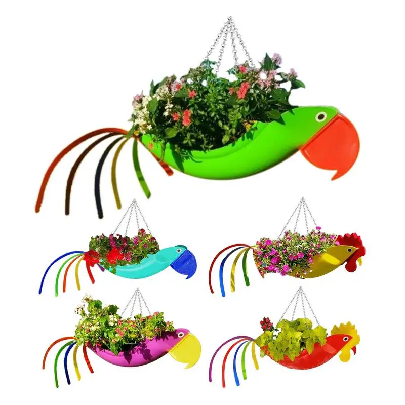 

Цветочный горшок в виде попугаев, фламинго, подвесной Плантатор, подвесной горшок для двора, украшение для сада, подвесной цветочный горшок в форме птицы