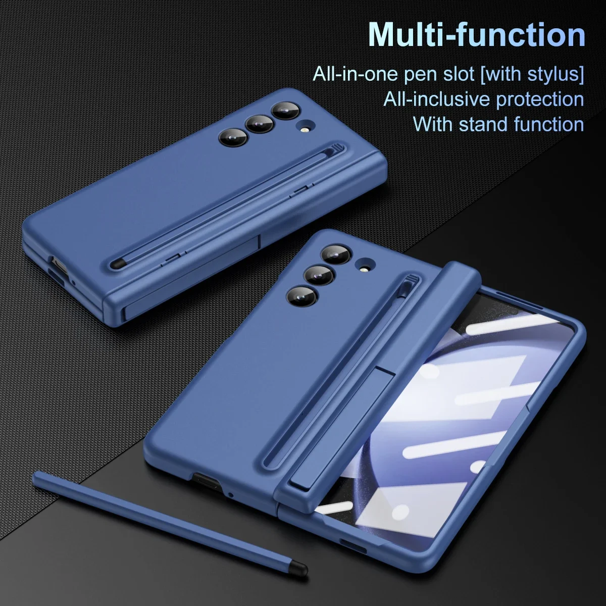 360 Full Protection Hinge case for Samsung Galaxy Z folding 5 4 3 Tempered glass film original stylus folding cover holder