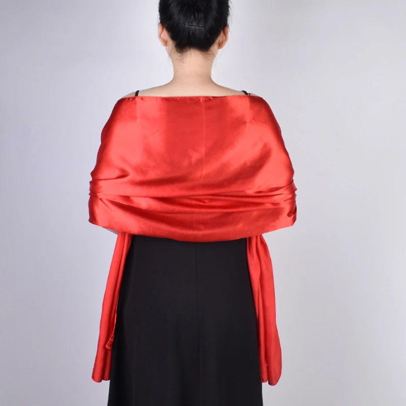 Fashion Satin Evening Dress Neck Guard Long Silk Scarf Sunscreen Beach Cape Women Winter Thin Tassel Party Cloak Warm Shawl V87 2
