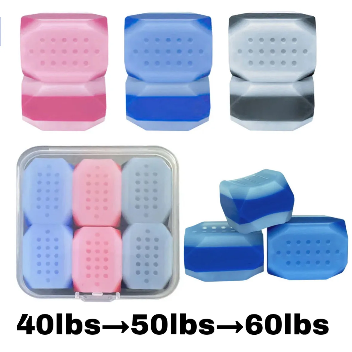 Jaw Exerciser Ball Facial Jaw Muscle Toner Fitness Anti-aging Food-grade Face Chin Bit Cheek Lifting Trainer 6pc/box 40/50/60lbs
