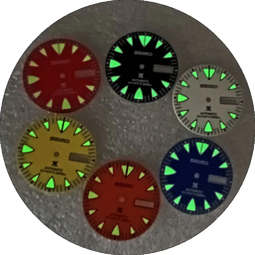28.5mm NH36 Watch Dial Triangular Scale Dial Green Luminous Mechanical Watch Face for NH36A Dive Conversion Parts