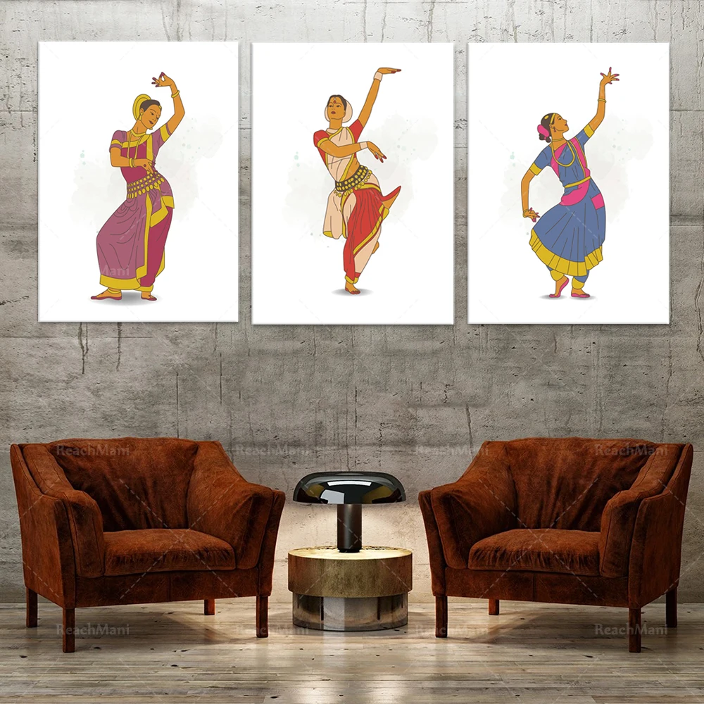 

BHARATNATYAM, Attractive Indian dance pose poster, Indian classical dancer girl, modern print glamour room decor