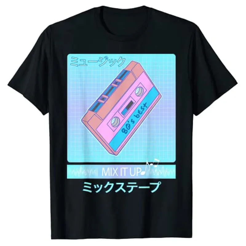 

Mix Tape 80s Japanese Otaku Aesthetic Vaporwave Art T-Shirt Vintage Clothes 90s Harajuku Graphic Tee Tops Short Sleeve Blouses